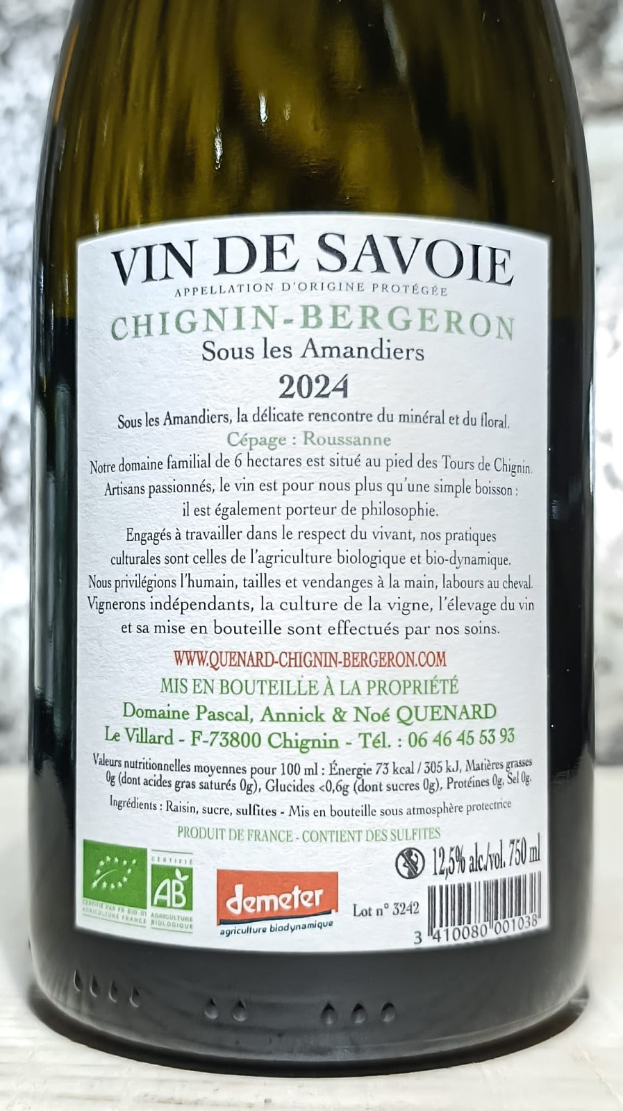 Chignin-Bergeron Sous les Amandiers 2024 - Domaine Pascal, Annick et Noé Quenard