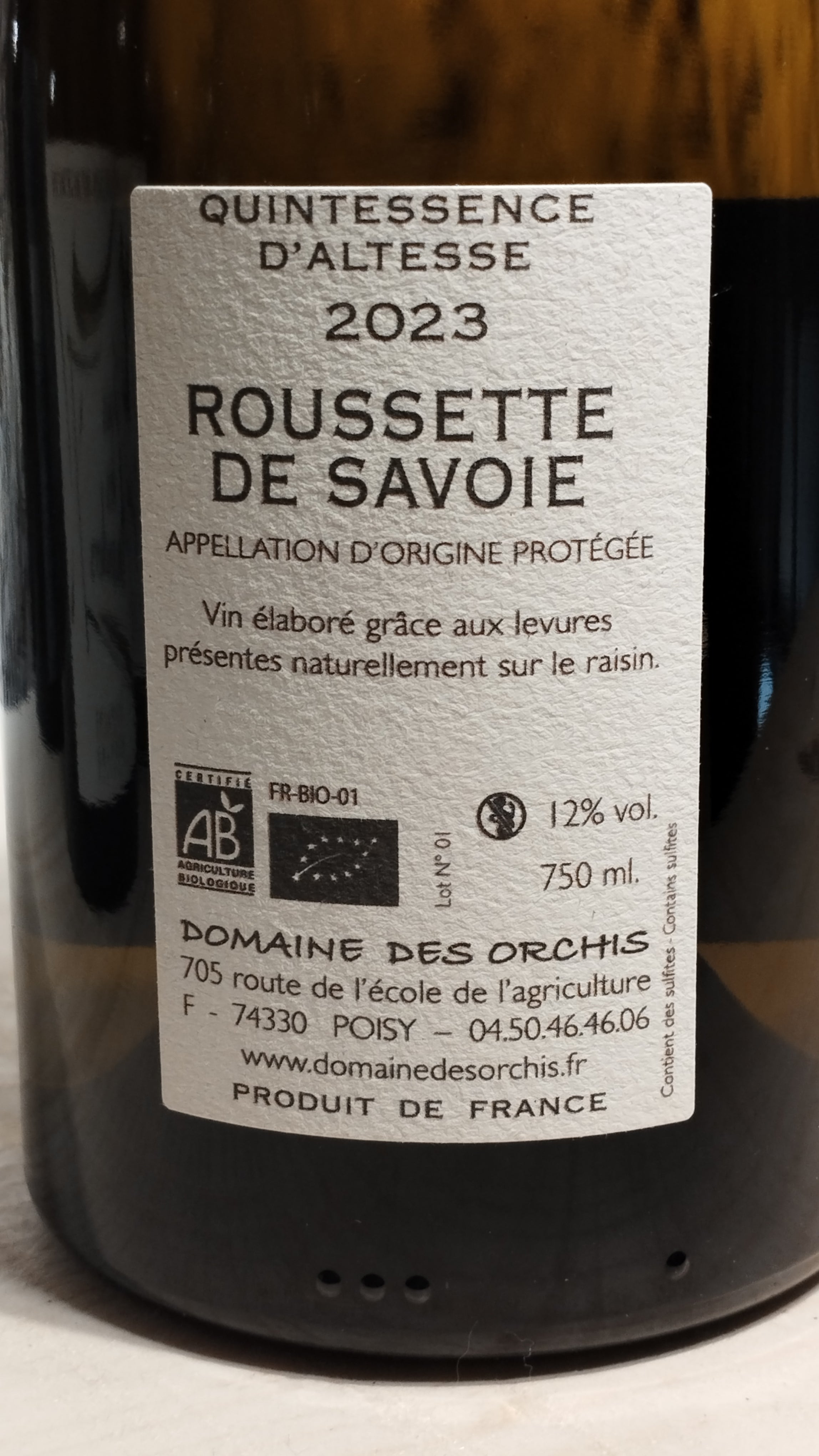 Quintessence d’Altesse 2023 - Domaine des Orchis