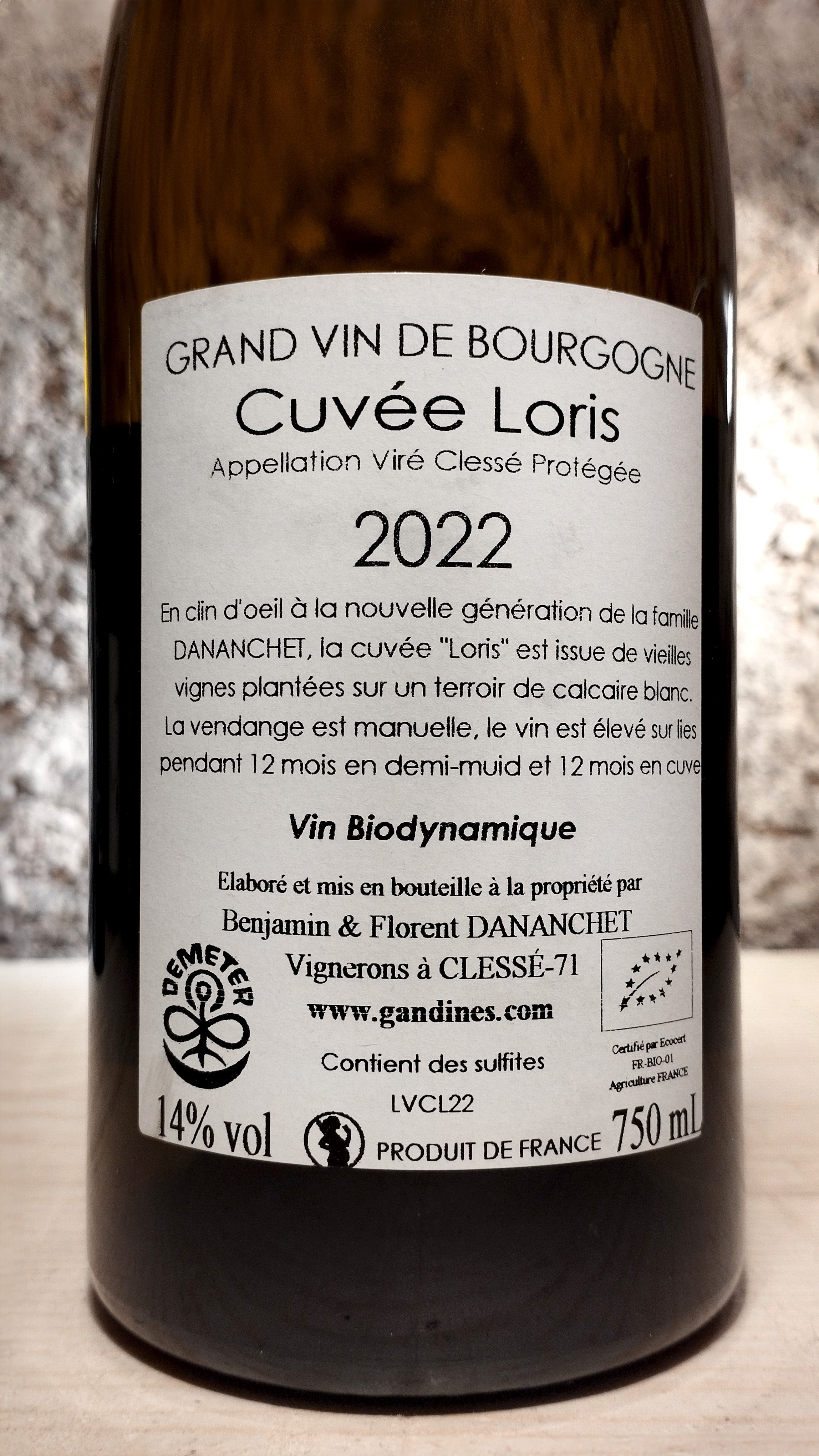 Viré-Clessé Loris 2022 - Domaine des Gandines
