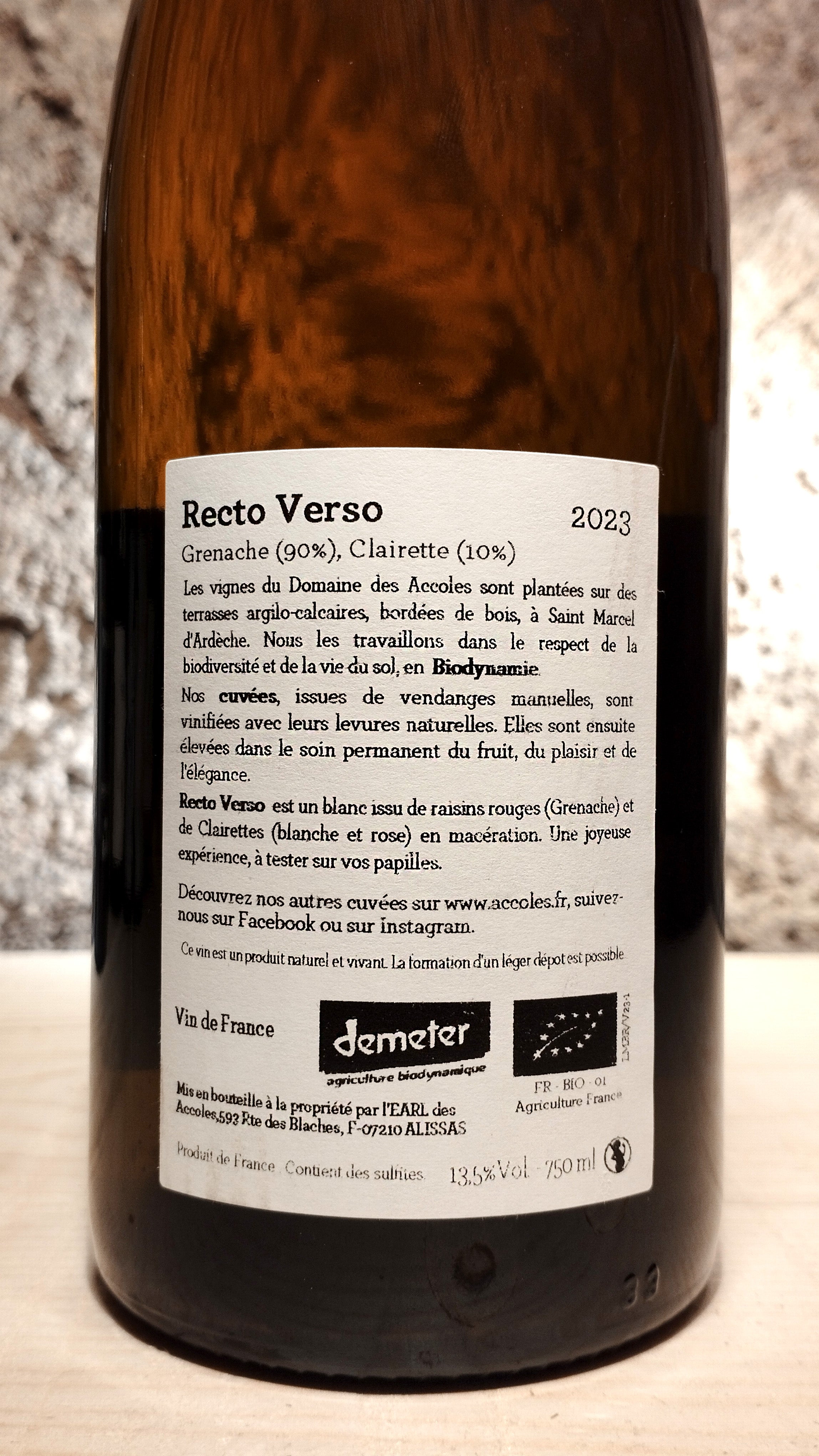 Recto Verso 2023 - Domaine des Accoles
