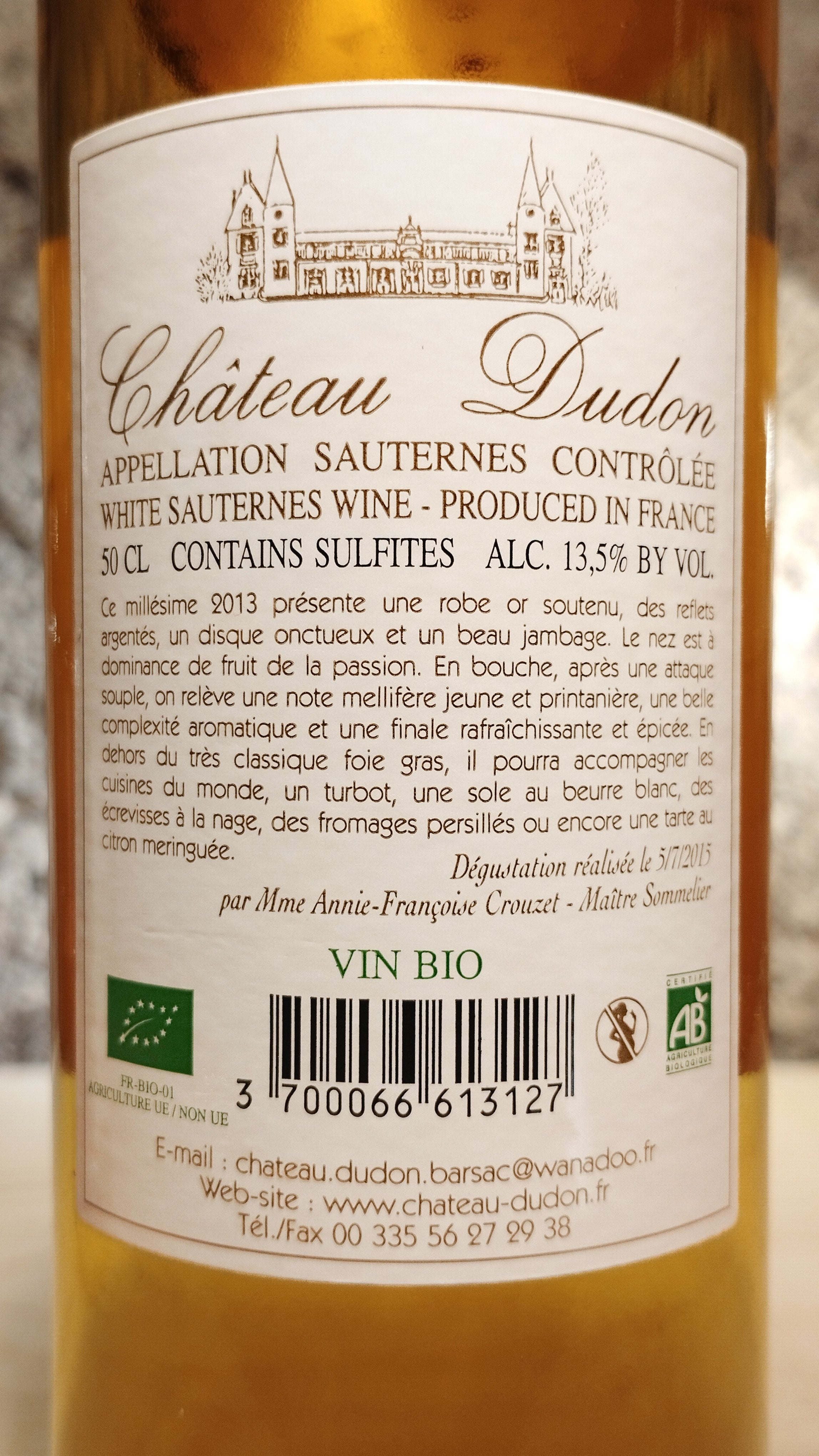Sauternes 2013 - Château Dudon
