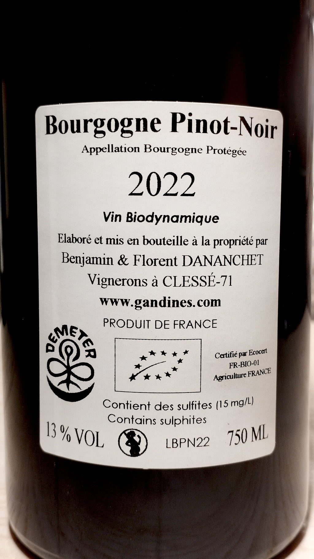 Pinot Noir 2023 - Domaine des Gandines