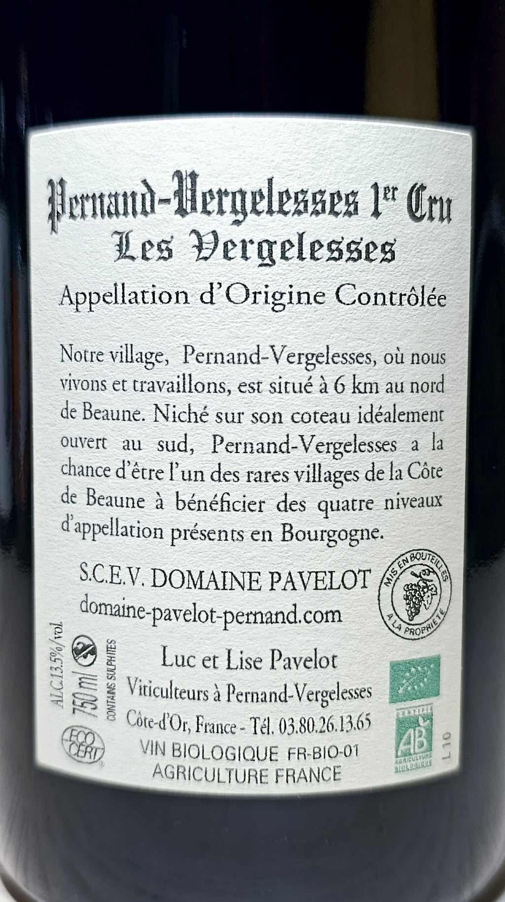 Pernand-Vergelesse 1er Cru Les vergelesses - Domaine Pavelot