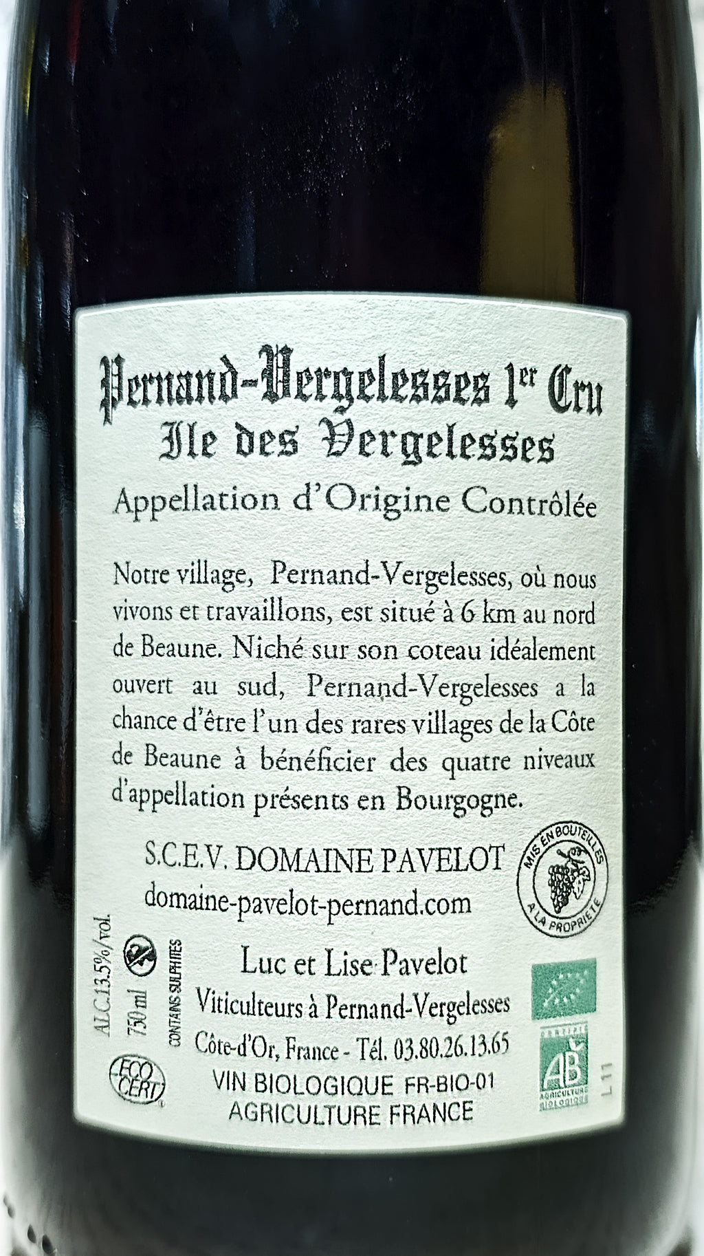 Pernand-Vergelesses 1er Cru Ile des Vergelesses 2023 - Domaine Pavelot